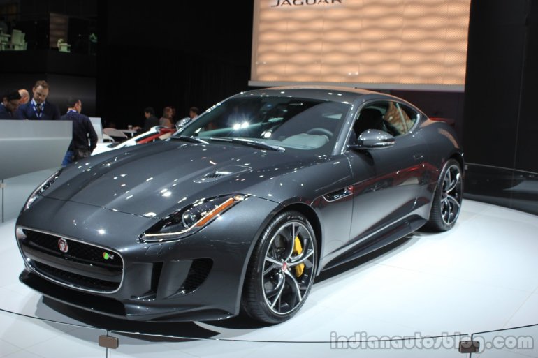 Jaguar F-Type R Coupe AWD front three quarters at the Los Angeles Auto Show 2014
