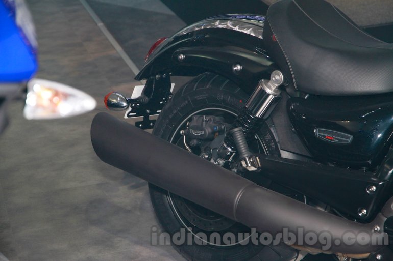 Triumph Rocket X Special Edition tailpipe at EICMA 2014