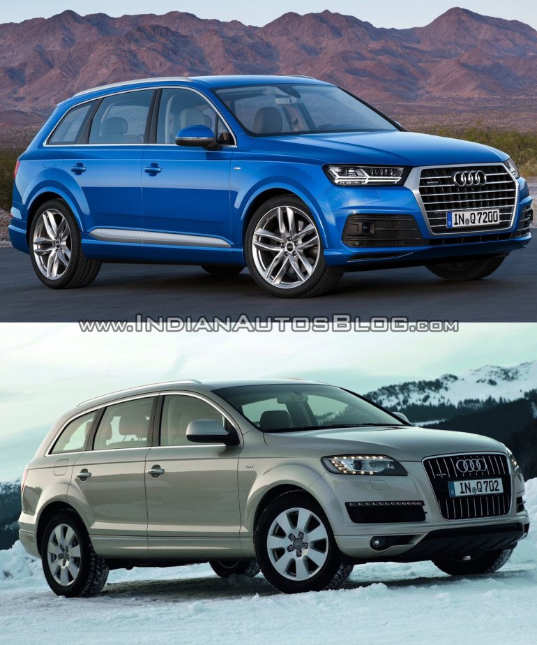 2016 Audi Q7 vs 2012 Audi Q7 front three quarters