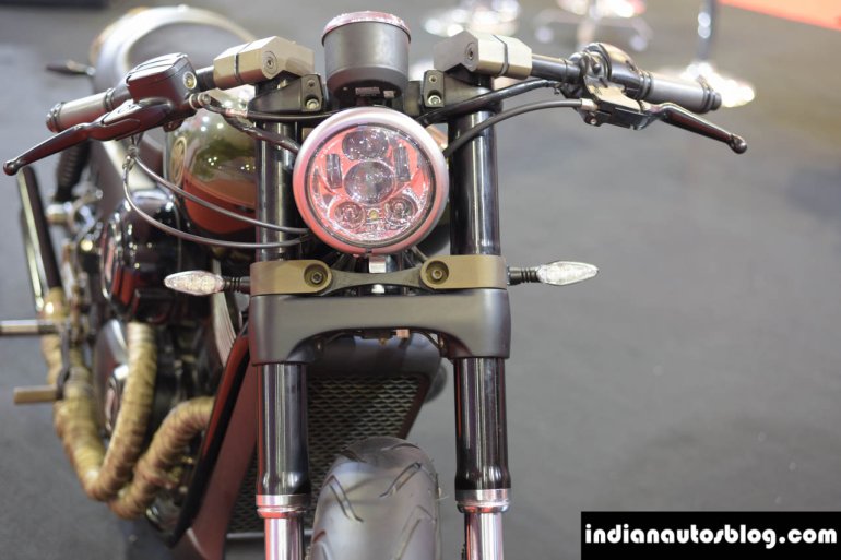 Motomiu Katungo Uno (custom Harley Davidson Street 750) headlamp at Autocar Performance Show 2014