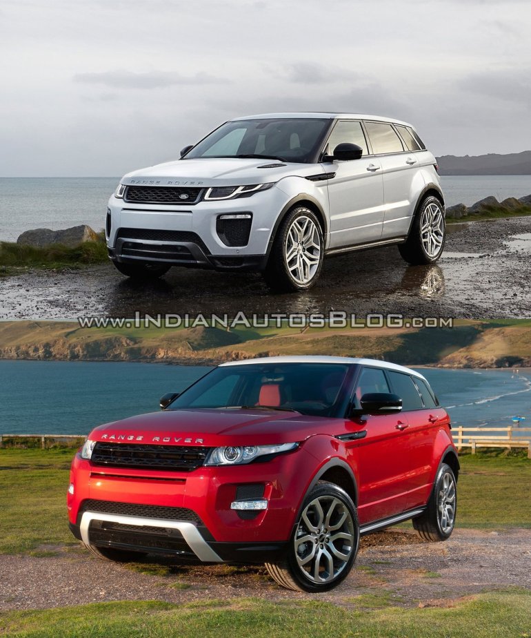 2016 Range Rover Evoque vs 2015 Range Rover Evoque front three quarter