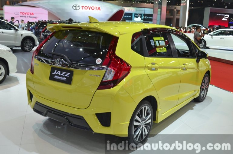 Honda Jazz with Modulo accessories rear three quarters at the 2015 Bangkok Motor Show