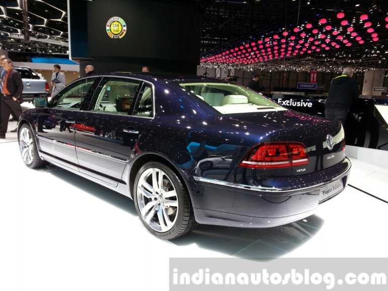 VW Phaeton Exclusive Edition rear quarter at 2015 Geneva Motor Show