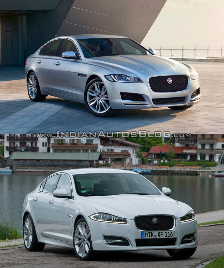 2016 Jaguar XF vs 2012 Jaguar XF front quarter