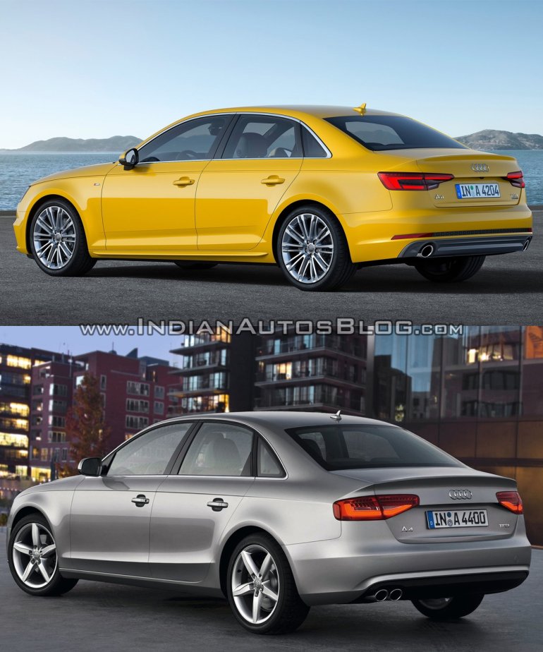 2016 Audi A4 (B9) vs 2013 Audi A4 (B8) rear quarter old vs new