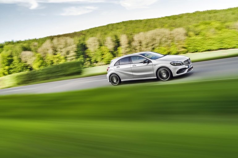 2016 Mercedes A Class AMG Line (facelift) side revealed press image