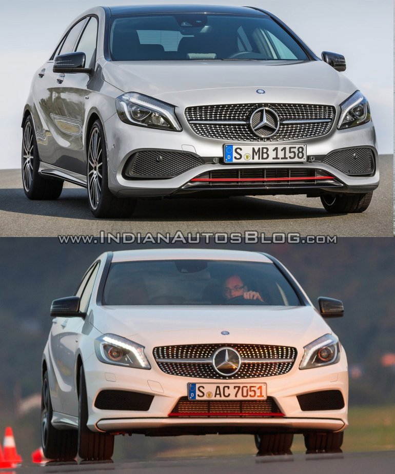 2016 Mercedes A Class AMG Line vs 2012 Mercedes A Class AMG Line front quarter Old vs New