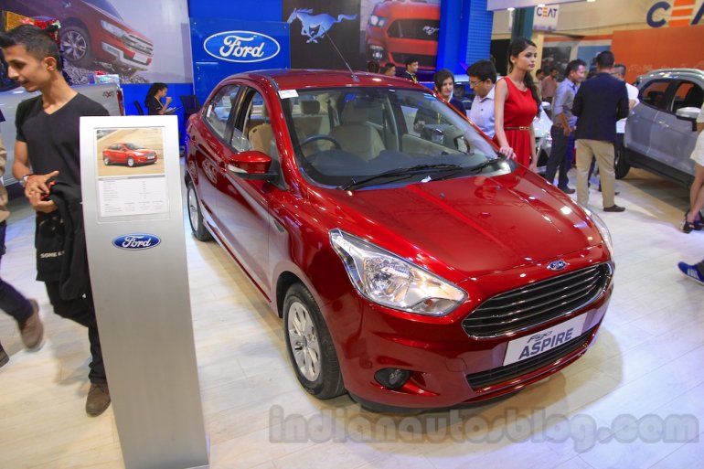 Ford Figo Aspire front quarter at the 2015 NADA Auto Show