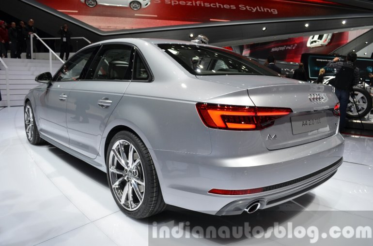 India-bound 2016 Audi A4 rear three quarter at the IAA 2015