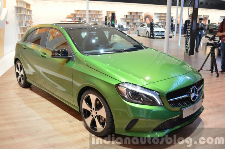 India-bound 2016 Mercedes A Class (facelift) front three quarter at IAA 2015