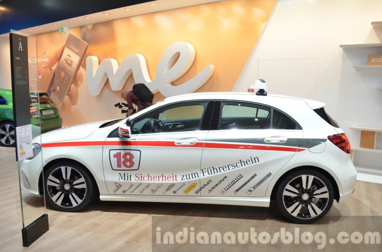Mercedes A180 base variant side for driving school application at IAA 2015