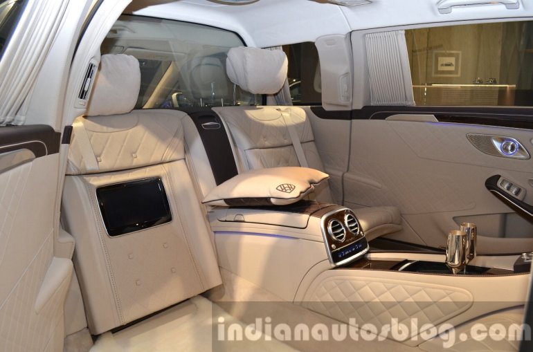 Mercedes Maybach S600 Pullman guest seats vis a vis at IAA 2015