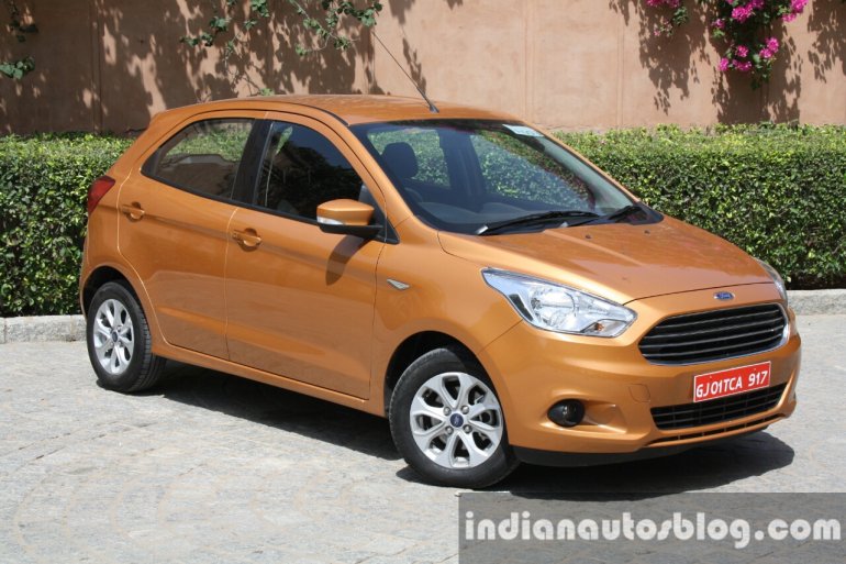 2015 Ford Figo first front three quarter with wheel toe in drive review