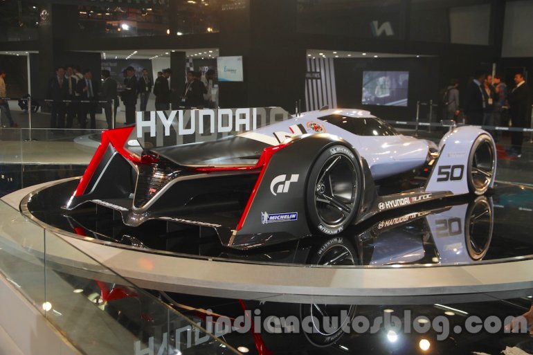 Hyundai N 2025 Vision Gran Turismo concept rear three quarters at Auto Expo 2016
