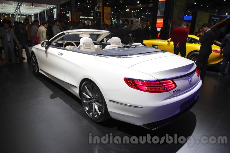 Mercedes S-Class Cabriolet rear three quarters at Auto Expo 2016