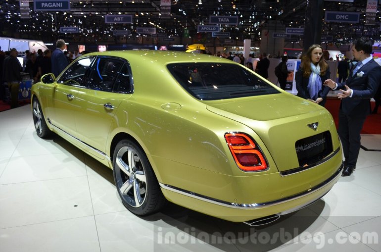 2016 Bentley Mulsanne Speed (facelift) rear three quarter at the 2016 Geneva Motor Show Live