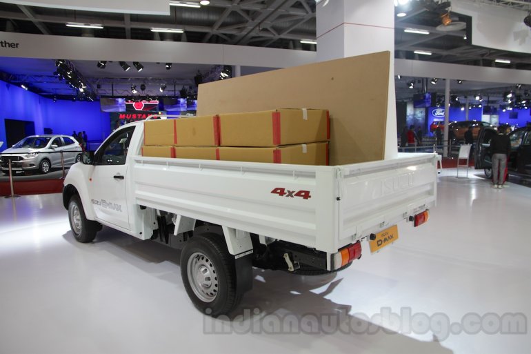 Isuzu D-Max Single Cab 4x4 rear three quarter left at Auto Expo 2016