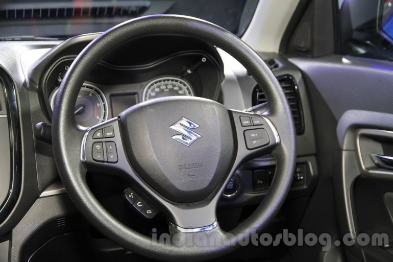 Maruti Vitara Brezza steering wheel at the 2016 Auto Expo