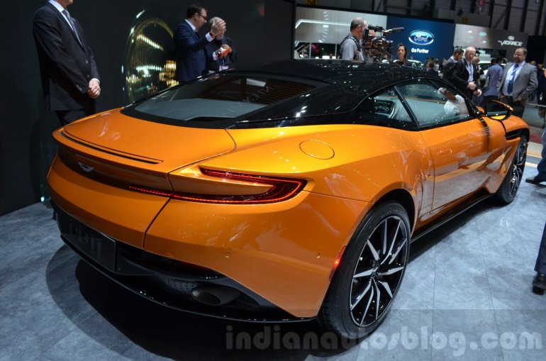 Aston Martin DB11 rear three quarter at the 2016 Geneva Motor Show Live