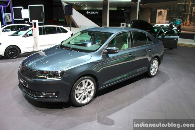 2017 Skoda Rapid (Facelift) front three quarter at the 2017 Geneva Motor Show Live