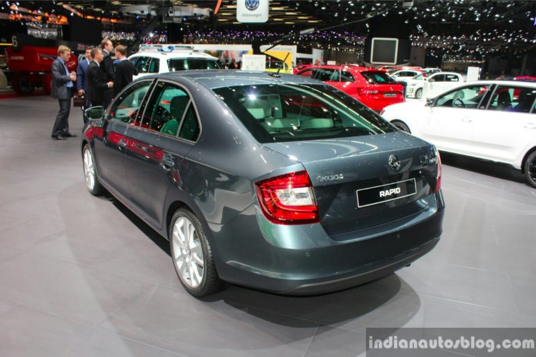 2017 Skoda Rapid (Facelift) rear quarter at the 2017 Geneva Motor Show Live