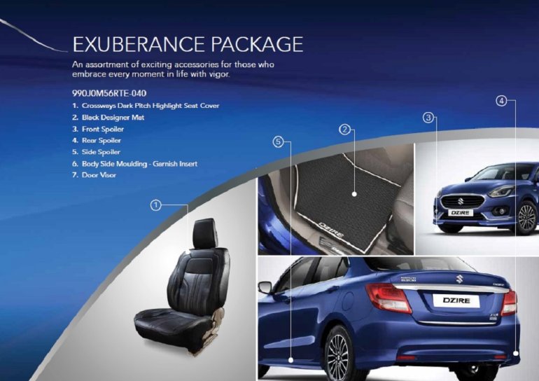 2017 Maruti Dzire exuberance package accessories revealed