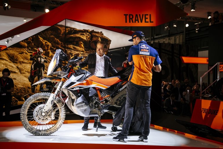 KTM 790 Adventure R Prototype left side at 2017 EICMA