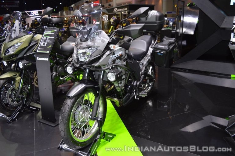 Kawasaki Versys-X 300 Camo Edition front left quarter at 2017 Thai Motor Expo