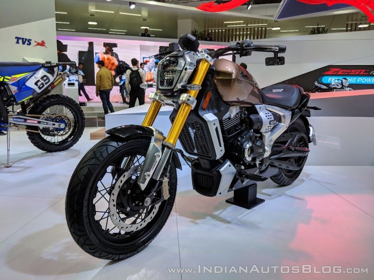 TVS Zeppelin Concept front left quarter at 2018 Auto Expo