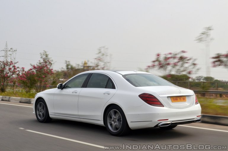 2018 Mercedes-Benz S-Class review test drive rear angle action shot