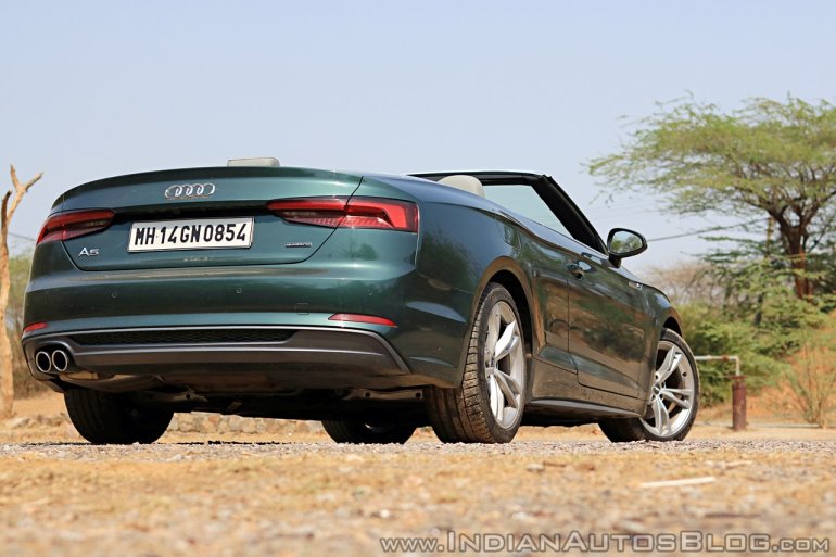 Audi A5 Cabriolet review rear three quarters top down